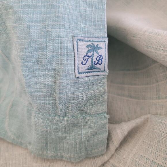 Tommy Bahama Short Sleeve Silk Shirt Mens XL Teal Blue Button Front Collared - Picture 11 of 15